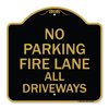 Signmission Designer Series Sign Fire Lane All Driveways, Black & Gold Aluminum Sign, 18" x 18", BG-1818-23999 A-DES-BG-1818-23999